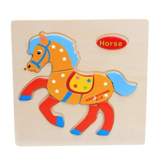 10 PCS Children Educational Toy Wooden Cartoon Jigsaw Puzzle(Pony)