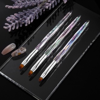 2 PCS Aurora Ice Transparent Nail Drawing Pen Light Therapy Paint Pen Round Drawing Pen