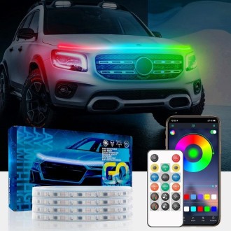 Car LED Streamer Phantom Running Lights Voice-Controlled Rhythmic Atmosphere Light With Turn Signals, Length: G15F 1.5m APP+RF