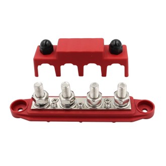 Red M10 Stud RV Ship High Current Power Distribution Terminal Block with Cover