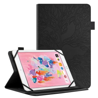 For 8 inch Life Tree Pattern Flip Universal Leather Tablet Case(Black)