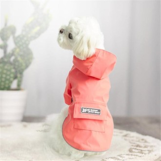 Dog Raincoat Hooded Four-Legged Clothes Waterproof All-Inclusive Small Dog Pet Raincoat, Size: L(Pink)