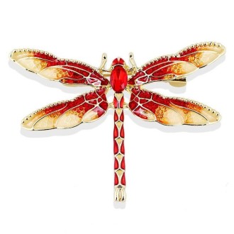 Retro Oil-Dripping Enamel Dragonfly Brooch(Red)