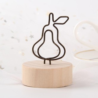 Creative Round Wooden Iron Photo Clip Memo Name Card Pendant Furnishing Articles Picture Frame(Pear)