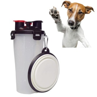 Pet Outdoor Portable Dual-use Water and Food Cup with A Folding Bowl (Transparent)