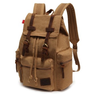 AUGUR 1039 Large Student Retro Canvas Backpack Shoulders Laptop Bag(Khaki)