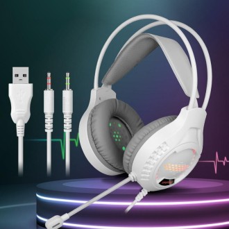 Smailwolf AK3 3.5mm Double Plug Version Game Wired Luminous Desktop Computer Headset(White)