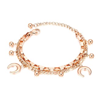 Multi-Layer Stainless Steel Bracelet Ladies Hand Jewelry, Style: 1060 Rose Gold