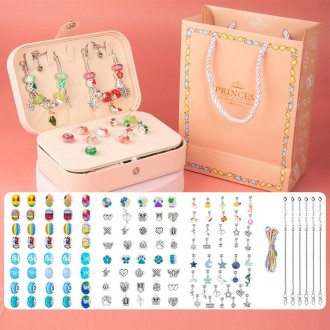 132pcs/sets Color+Blue Children DIY Beaded Bracelet Double Layer Jewelry Box Set