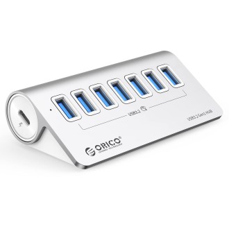 ORICO M3U7 Aluminum Alloy 7-Port USB 3.2 Gen1 5Gbps HUB with 1m Cable(Silver)