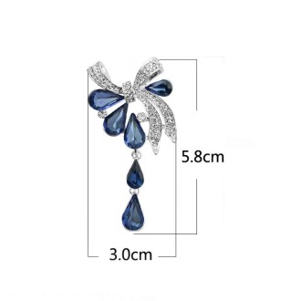 Women Drill Droplet Butterfly-knotted Brooch(White)