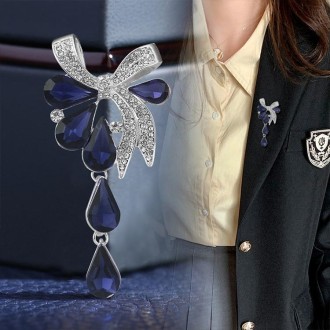 Women Drill Droplet Butterfly-knotted Brooch(White)