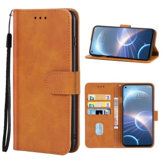 For HTC Desire 22 Pro Leather Phone Case(Brown)