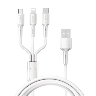 Yesido CA41 3.5A USB to 8 Pin + Micro USB + USB-C / Type-C Charging Cable, Length: 1m(White)