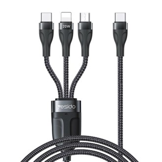 Yesido CA89 3 in 1 USB-C / Type-C to 8 Pin + USB-C / Type-C + Micro USB Fast Charging Cable, Length: 1.2m