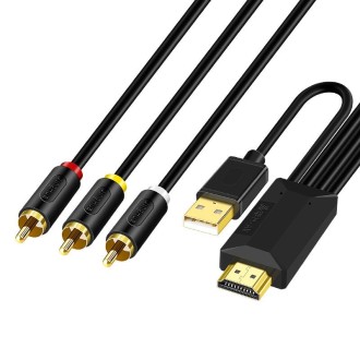 1m JingHua HDMI-3RCA HDMI To 3RCA Conversion Cable Set-Top TV Projector AV Lotus Converter Cable