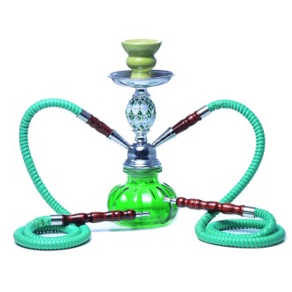 08-023 Double Pipe Glass Hookah Set (Green)