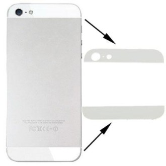 Original Back Cover Top & Bottom Glass Lens for iPhone 5(White)