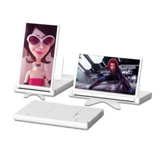 12-Inch Dual-HD Lens Horizontal Vertical Mobile Phone Screen Amplifier(White)