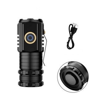 3 LED Mini Flashlight Rechargeable Waterproof 2000LM Super Bright Torch, Spec:  Tail No Magnet