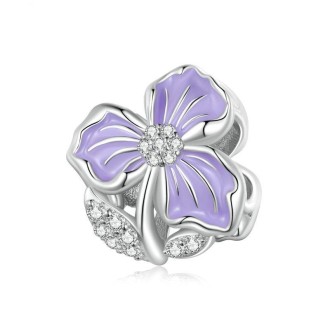 BSC890 925 Sterling Silver Dripping Oil Purple Flower Beads Diy Bracelet Accessories