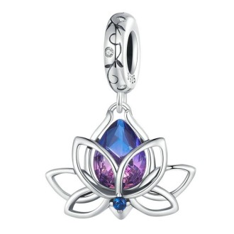 S925 Sterling Silver Lotus Pendant Gradient Water Drop Tourmaline DIY Bracelet Beads