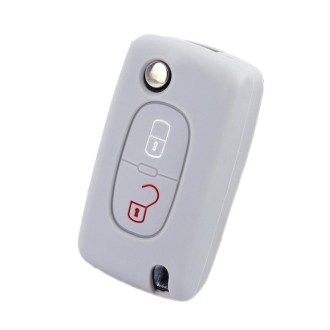 2pcs Car Key Cover for Peugeot 206/207/4008/3008 Citroen Sega/Triumph/C5(White Gray)