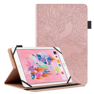 For 8 inch Life Tree Pattern Flip Universal Leather Tablet Case(Rose Gold)