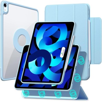 For iPad mini 6 Trifold Magnetic Rotating Smart Case(Sky Blue)