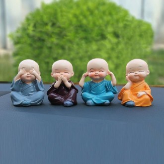 In Car Cute Four Little Monks Ornaments Car Interior Decorations Specification： Not Swing