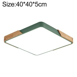 Wood Macaron LED Square Ceiling Lamp, 3-Colors Light, Size:40cm(Green)