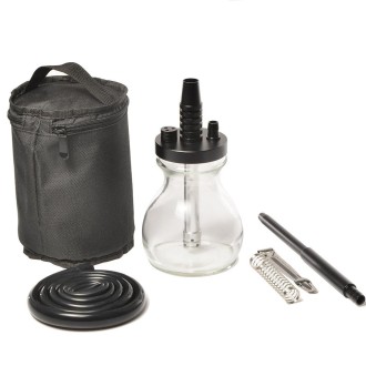 Glass + Aluminum Alloy Single Pipe Hookah Set (Black)