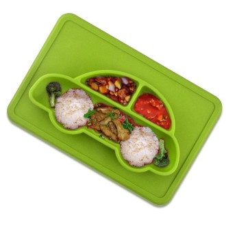 Integrated Child Food Grade Silicone Square Car Plate(Green)