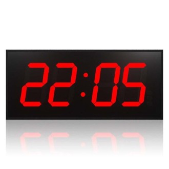 LED Large Screen Digital Electronic Clock Remote Control Double-sided Wall Clock US Plug(Red)