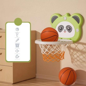 Children Basketball Frame Ball Toy Indoor Wall Mounted Hole-Free Shooting Boys Toy, Color: Standard Model Green + 2 Balls