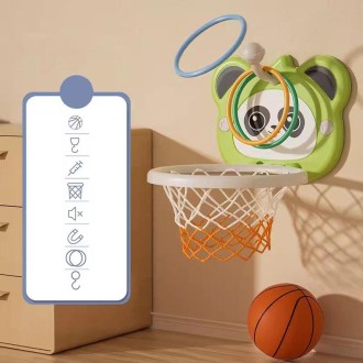 Children Basketball Frame Ball Toy Indoor Wall Mounted Hole-Free Shooting Boys Toy, Color: Loop Model Green + 1 Ball