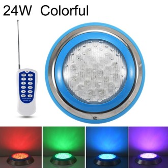 24W LED Stainless Steel Wall-mounted Pool Light Landscape Underwater Light(Colorful Light + Remote Control)