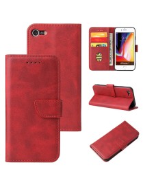 For iPhone SE 2022 / SE 2020 / 8 / 7 Calf Texture Buckle Horizontal Flip Leather Case with Holder & Card Slots & Wallet(Red)