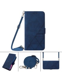 For iPhone SE 2022 / SE 2020 / 8 / 7 Crossbody 3D Embossed Flip Leather Phone Case(Blue)