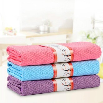 3 PCS Kitchen Glass Window Soft Fiber Clean Towel,  30 × 30 cm Colour:Color