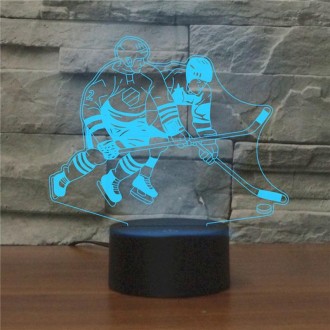 Playing Ice Hockey Shape 3D Colorful LED Vision Light Table Lamp, Crack Remote Control Version