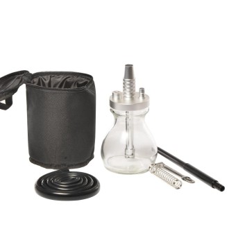 Glass + Aluminum Alloy Single Pipe Hookah Set (Silver)