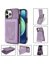 For iPhone 13 Pro N.BEKUS Vertical Flip Card Slot RFID Phone Case (Purple)