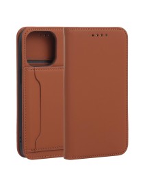 For iPhone 13 Pro Strong Magnetism Shockproof Horizontal Flip Liquid Feel Leather Case with Holder & Card Slots & Wallet (Brown)
