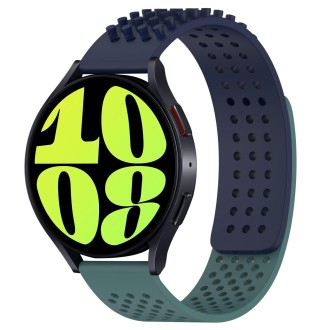 For Samsung Galaxy Watch 6 40mm 20mm Holes Breathable 3D Dots Silicone Watch Band(Midnight Blue+Olive Green)