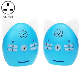 V30 Wireless Audio Baby Monitor Support Voice Monitoring + Intercom + Night Light without Battery, Plug Type:UK Plug(Blue)