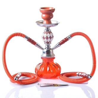 08-023 Double Pipe Glass Hookah Set (Red)