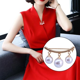 Anti Slip Pin Simple Pearl Brooch Women Accessories Cardigan Anti Wearing Pins Enamel Pin(Gold)