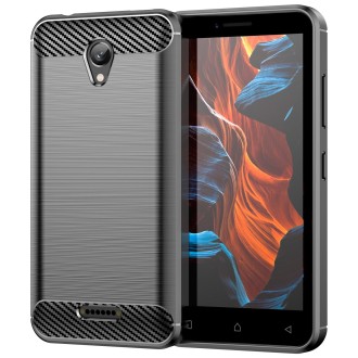 For Lenovo A1010 Brushed Texture Carbon Fiber TPU Phone Case(Black)