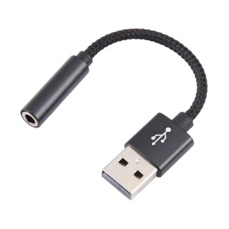 USB Male to 3.5mm Female Weave Texture Audio Adapter(Black)